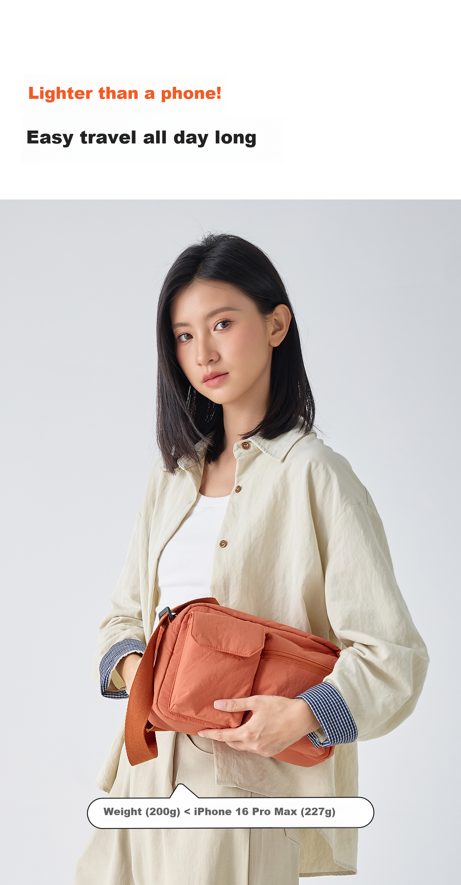 FOUVOR Fox Women's Oxford Cloth Crossbody Bag Lightweight Fashion Small Square Simple Casual Shoulder Bag Orange 2