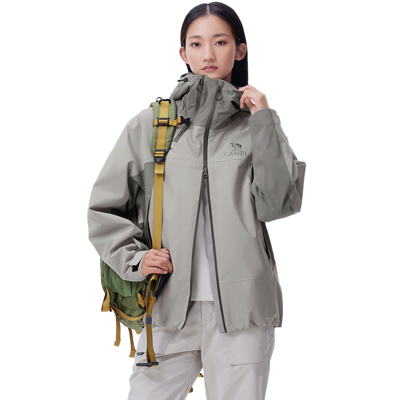 CAMEL Outdoor Hardshell Jacket for Men And Women, Windproof And Waterproof Coat, New Autumn Hiking Wear 2024 [Black Armor] R727