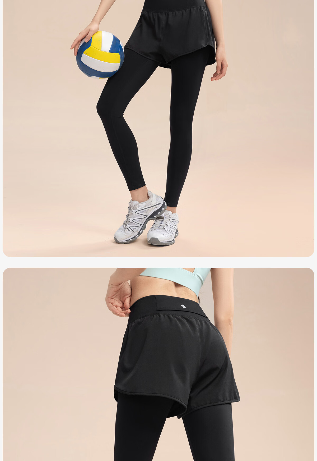 361° Women's High-Strength Fake Two-Piece High-Waist Tummy Control Sweat-Resistant Training Running Fitness Yoga Pants 20