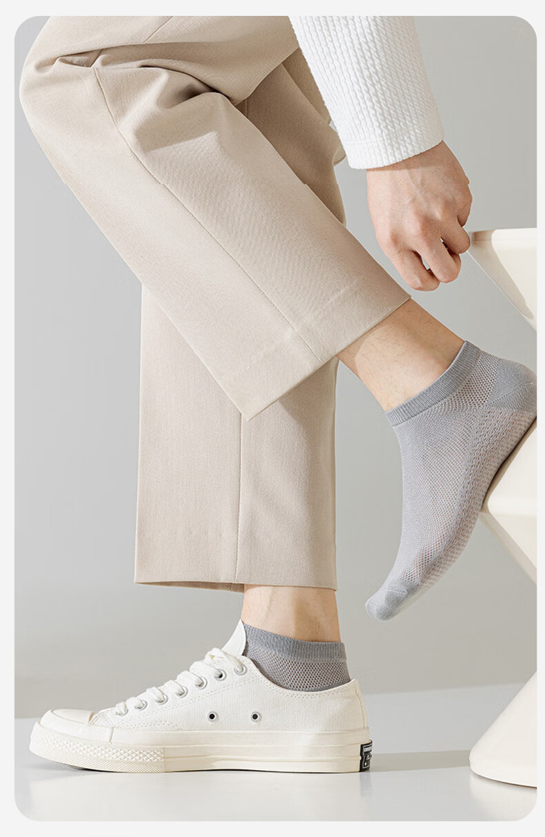 Cotton Xiaonian Men's Short Socks Spring Summer [100% Pure Cotton 10A Antibacterial Deodorant] Low Cut Boat Socks 10 Pairs TT 2
