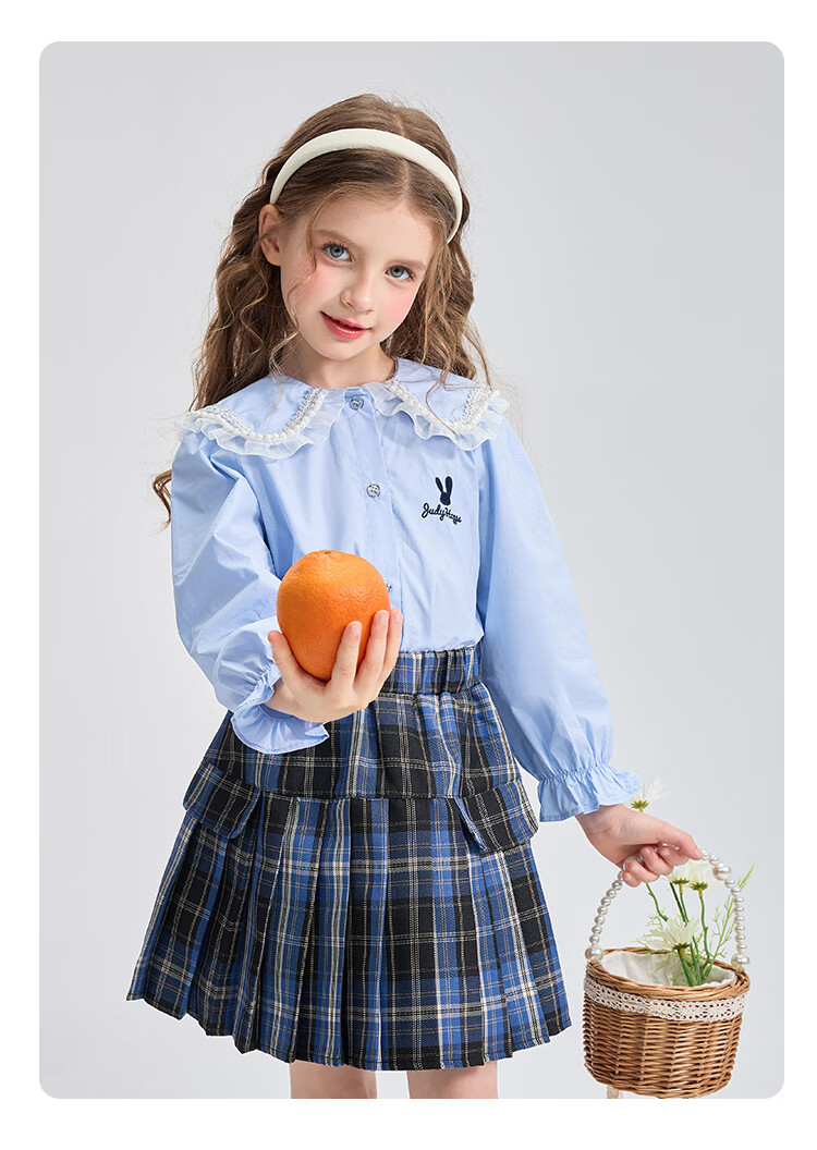 Disney Judy Bunny Police Officer Girls' Spring Autumn 2026 New Stylish Long Sleeve Shirt and Pleated Skirt Two-Piece Set 5