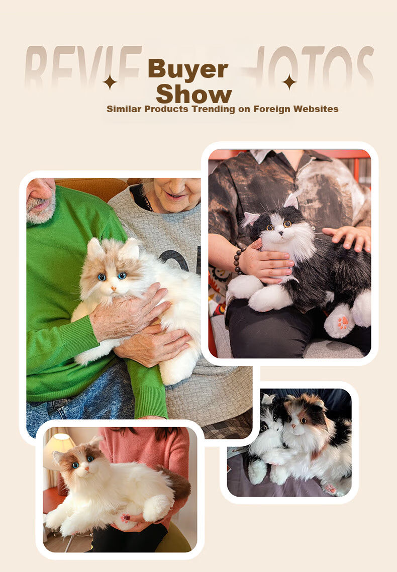 Chongker Plush Realistic Feedback Cat Smart Bionic High-End Electronic Pet Electric Doll Birthday Gift for Kids 12