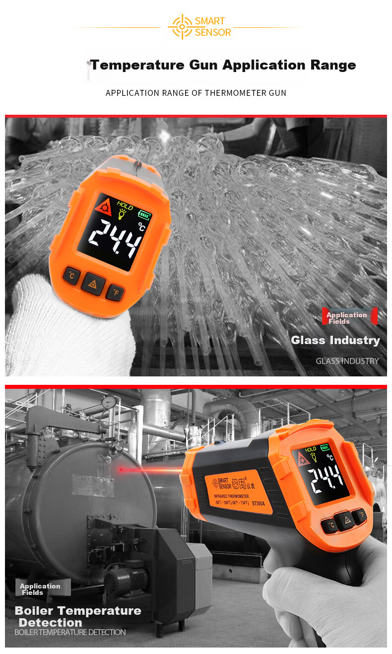 CEM ST490B Infrared Thermometer High-Definition Digital Industrial Temperature Gun Food Oil Temperature Meter 2