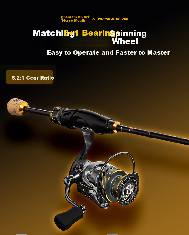 GW 1.5m Straight Handle Phantom Spider Ma Kou UL Fast Action Micro Fishing Lure Rod Stream Whitebait Lure Fishing Rod 10