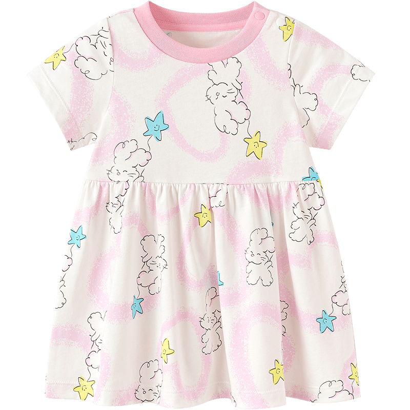 Balabala Kids Dress Baby Dress 2026 Summer New Girls Princess Dress Cotton Breathable Cute