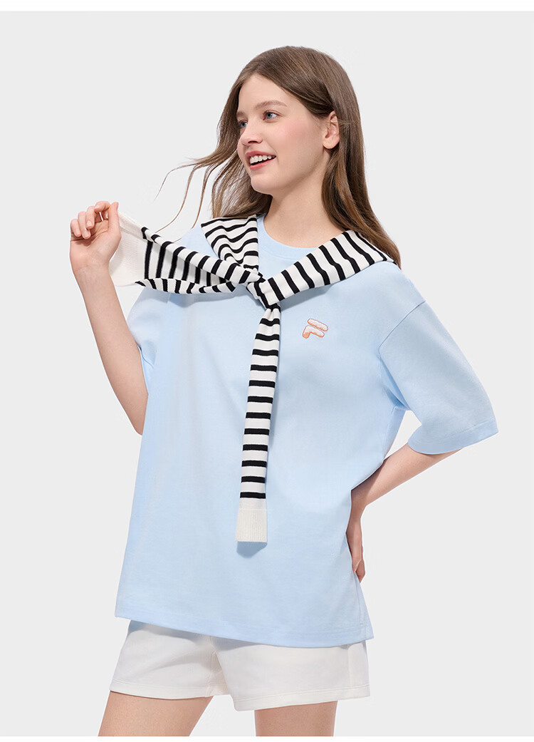 FILA FUSION Trendy Couple's Knitted Short Sleeve Shirt 2026 Summer Loose Fit Cool Cotton T-Shirt 59