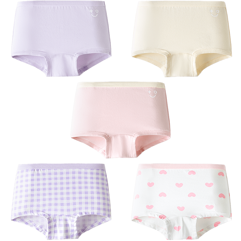 BALABALA Kids Cotton A-Class Girls Boxer Shorts 2026 New Baby Four-Point Pants 5-Pack Soft Skin-Friendly