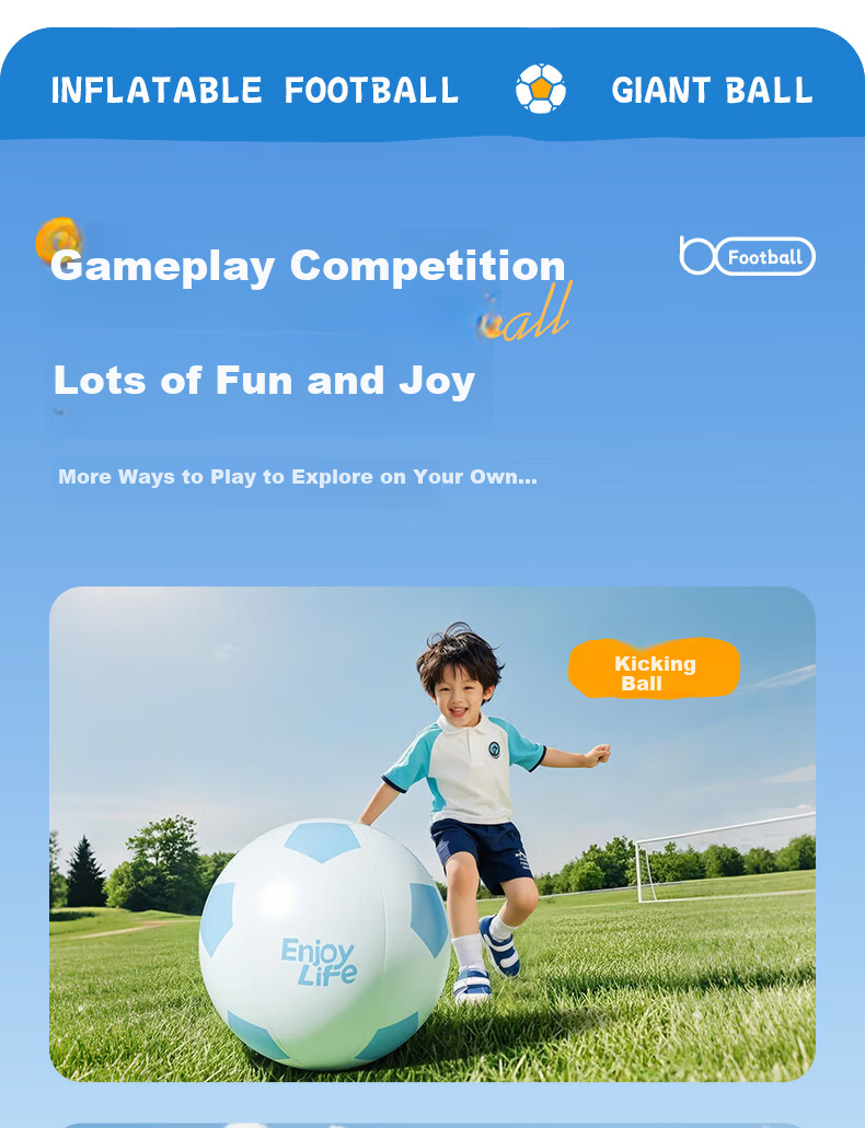 Adandyish 80cm Blue Inflatable Beach Soccer Ball Outdoor Toy Giant Lawn Ball Birthday Gift for Kids 7