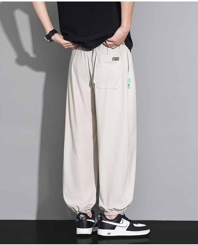 Top Youth Men's Summer Ice Silk Stretch Jogger Sports Pants Plus Size Quick-Dry Loose Casual Pants Black 8XL 9