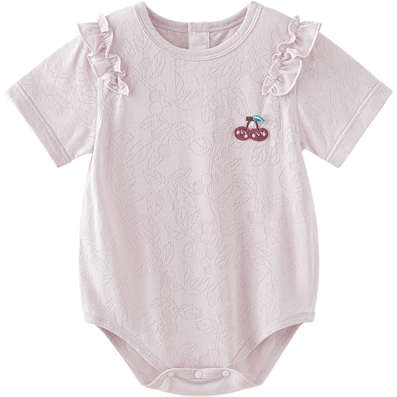 Wismorni Ice Silk Cotton Baby Romper, Bamboo Fiber Infant Bodysuit, Short-Sleeve Summer Thin Clothing