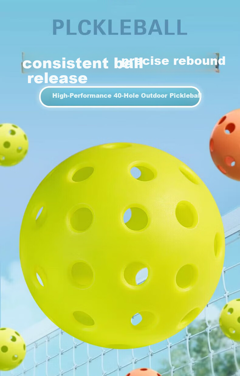 BIBIQI Pickleball Professional Indoor Outdoor 40-Hole Molded Balls Sports Equipment 6-Pack 1