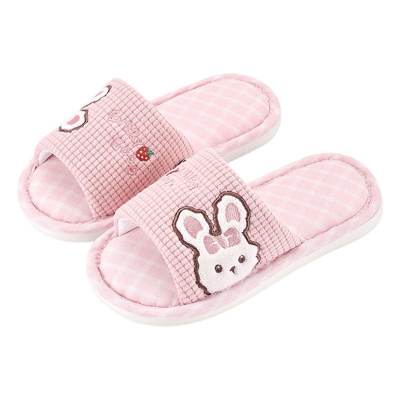 Balabala Kids Linen Slippers Spring Autumn Boys Indoor Home Wear-Resistant Girls Cartoon Baby Four Seasons Slippers for Older Children
