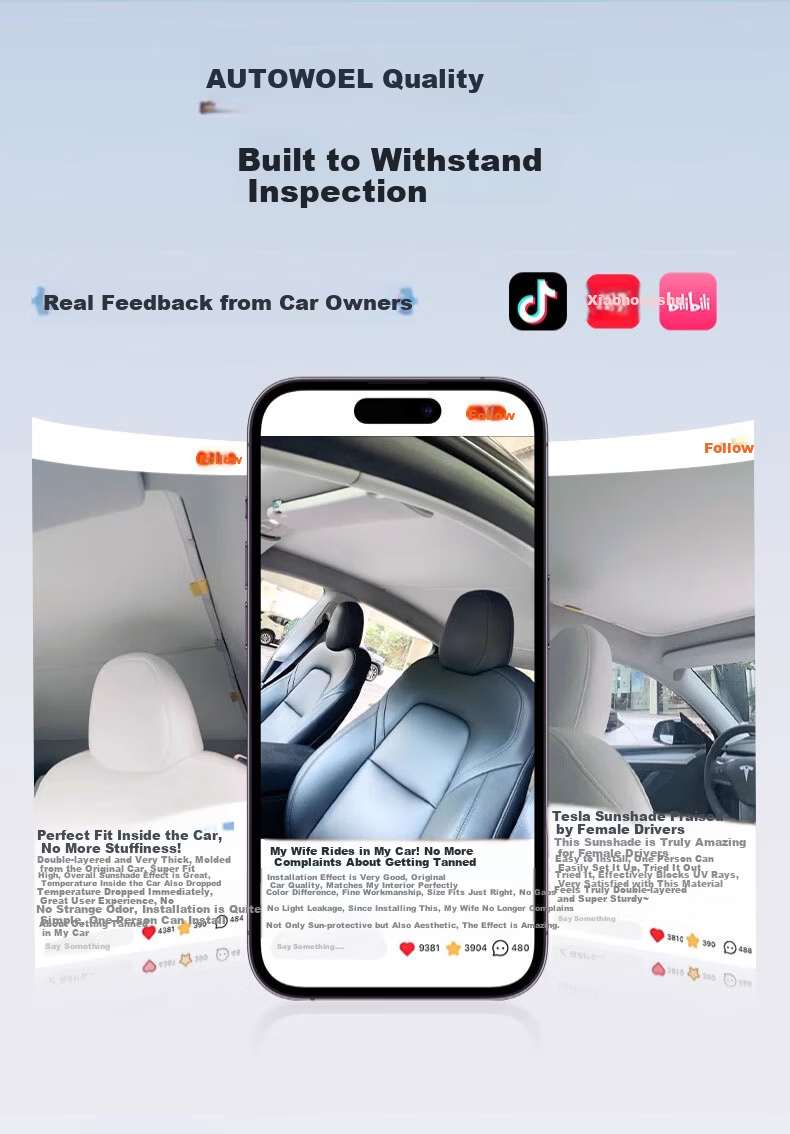 AUTOWOEL Tesla Model Y3 Sunroof Sunshade Curtain Upgraded Version Double-Layer Magnetic Sunshade Heat Insulation Original 2