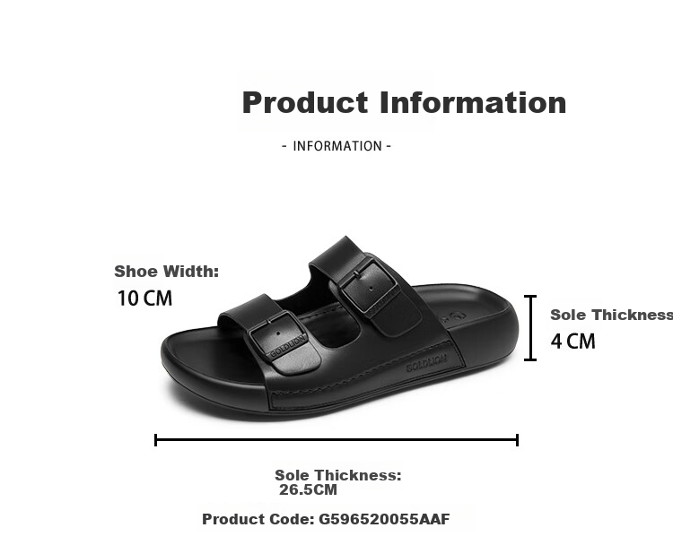 Goldlion Men's Beach Sandals Summer Wearable New Trendy Casual Slippers G596520055AAF Black Size 39 7