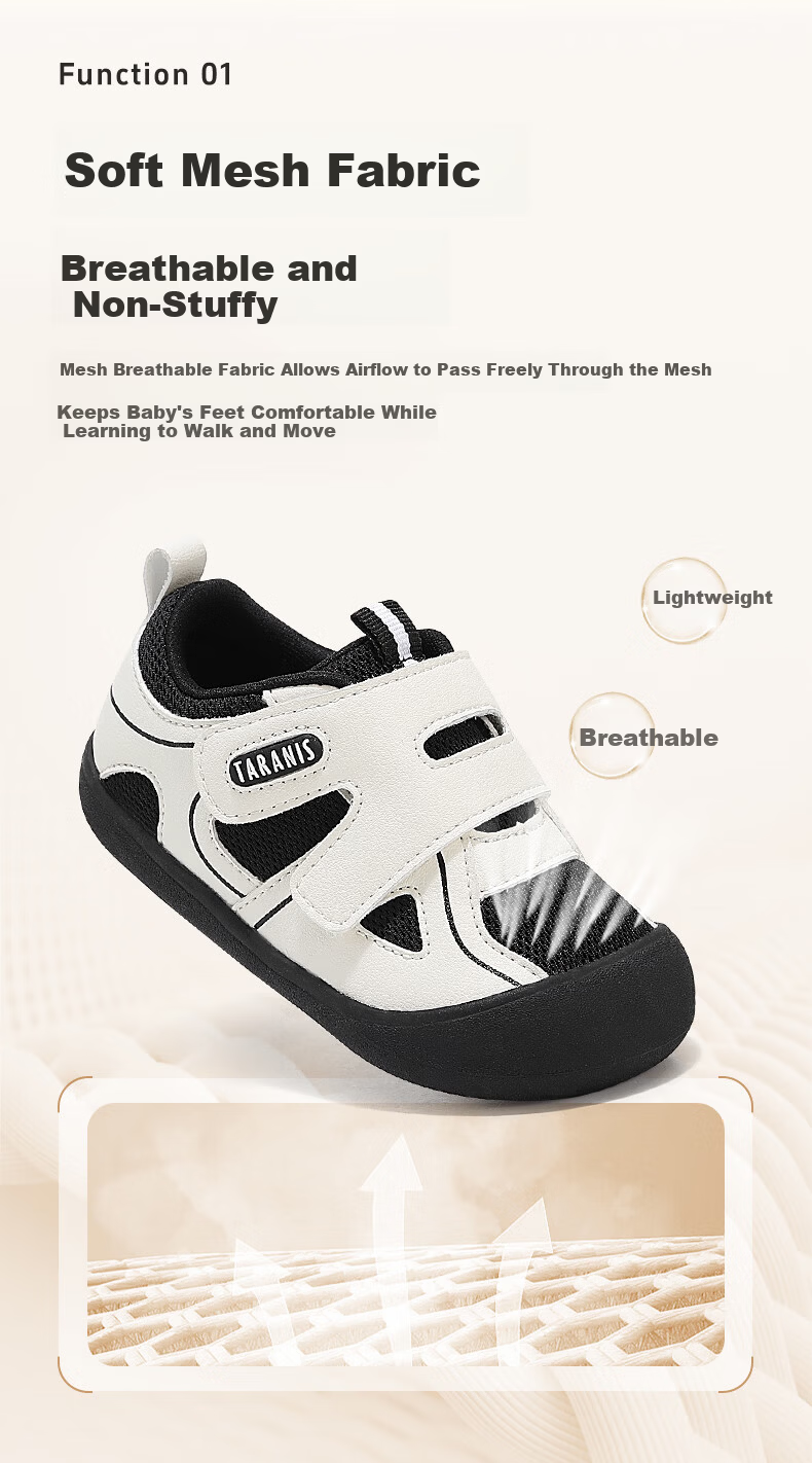 TARANIS Spring Baby Toddler Shoes Anti-Kick Wear-Resistant Boys and Girls Infant Functional Shoes White/Pink Size 21 2