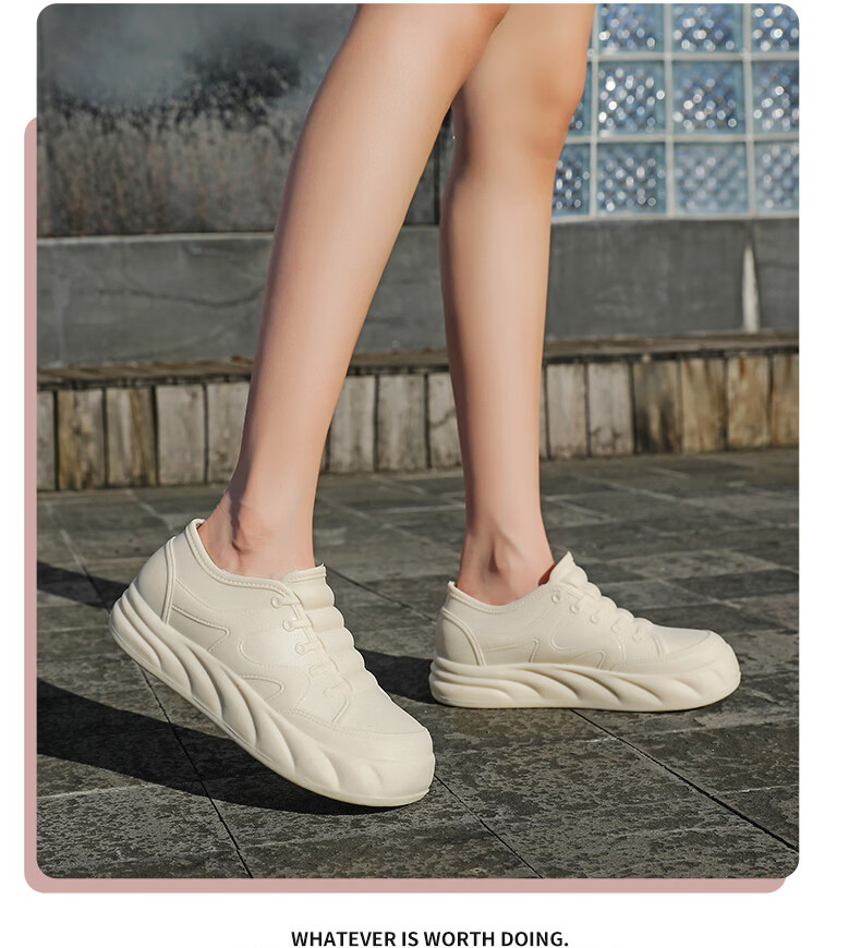 FOOTOPPO Women's Short Tube Height Increasing Rain Boots Non-Slip Low-Cut Soft Sole Fashion Thick-Soled Outdoor Waterproof Shoes for Adults 11
