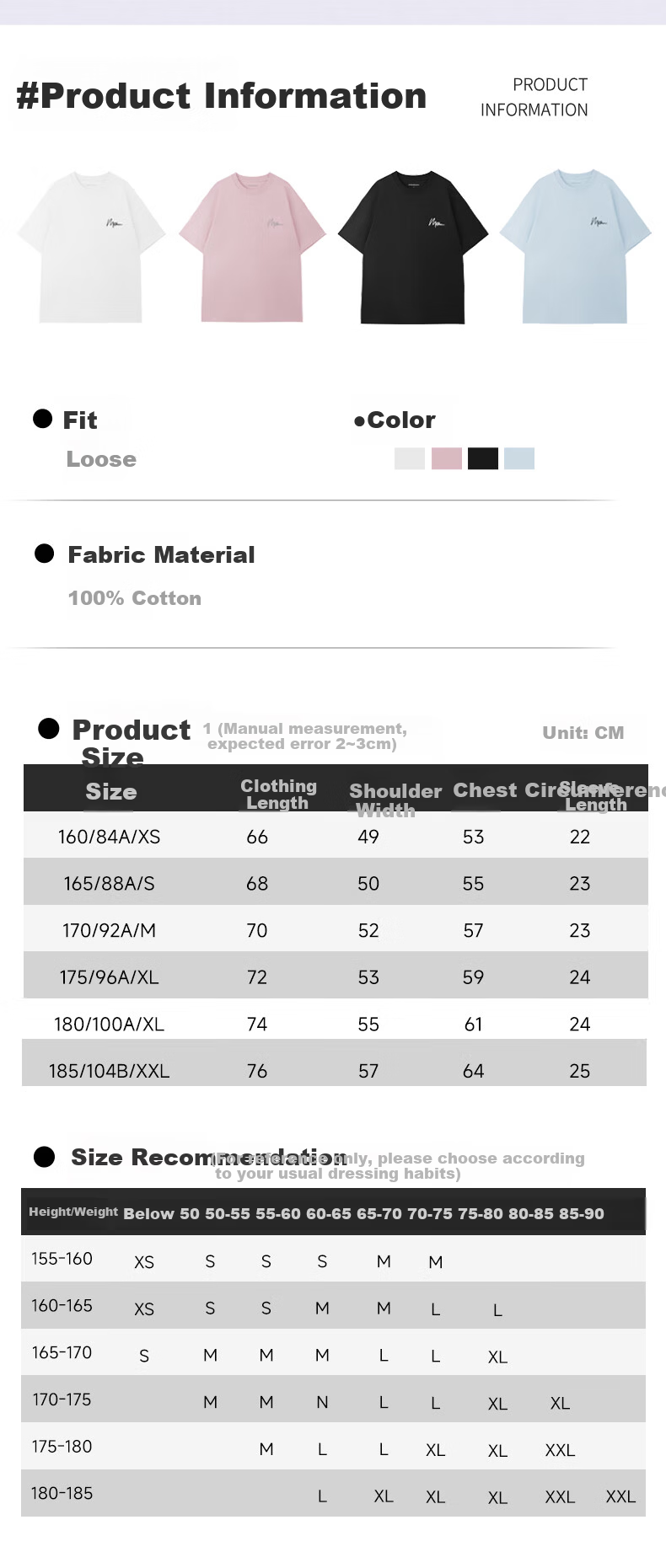 Metersbonwe Unisex Short Sleeve T-Shirt New Heavyweight Cotton Trendy Letter Print Tee Nebula Blue 2XL185/104B 7