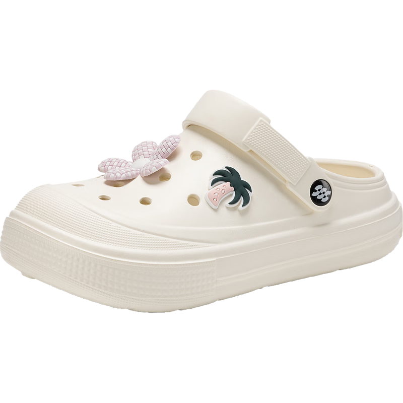 HLA Women's Hollow-out Thick-soled Lightweight Closed-toe Breathable Beach Sandals HDATXW2DEG005 Beige Size 37