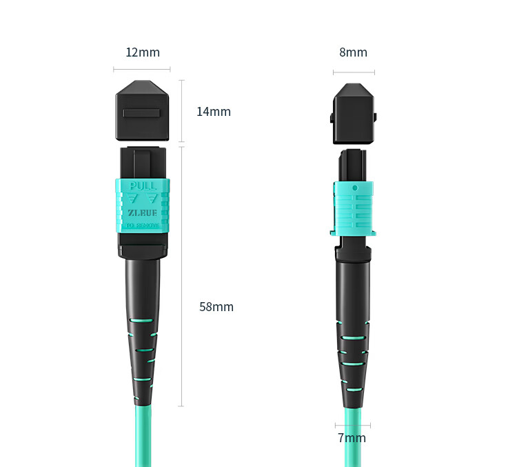 12-Core MPO-MPO Fiber Optic Patch Cord Female B Polarity Compatible MTP OM3 Multimode 10G/40G/100G Optical Module Bundle Fiber Cable 3m Q3-PP1203 4