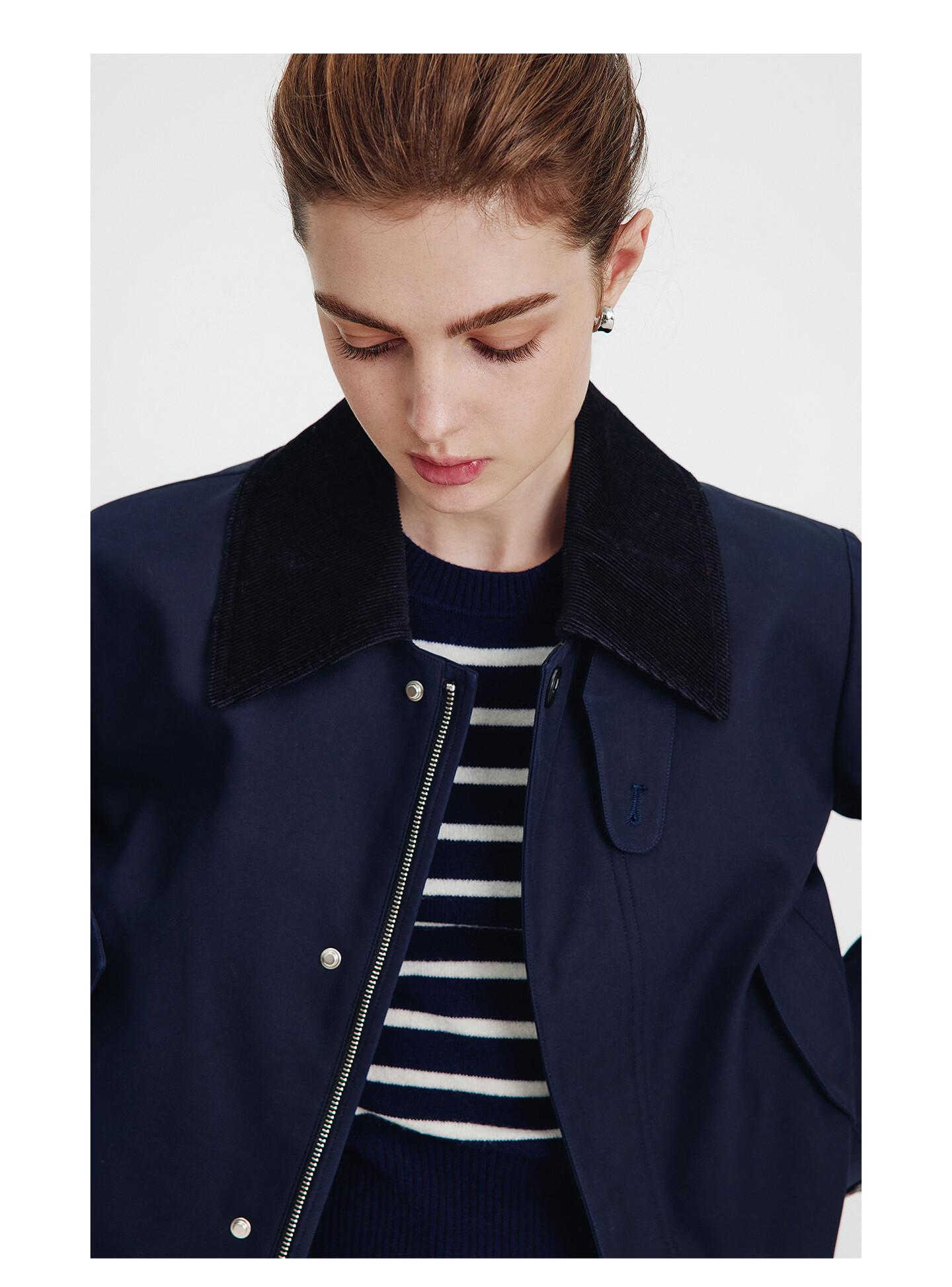 NaviKeel Italy Small Sailboat Women's Short Workwear Trench Coat Full Cotton Barn Style Jacket 2331505501 Blue L 19