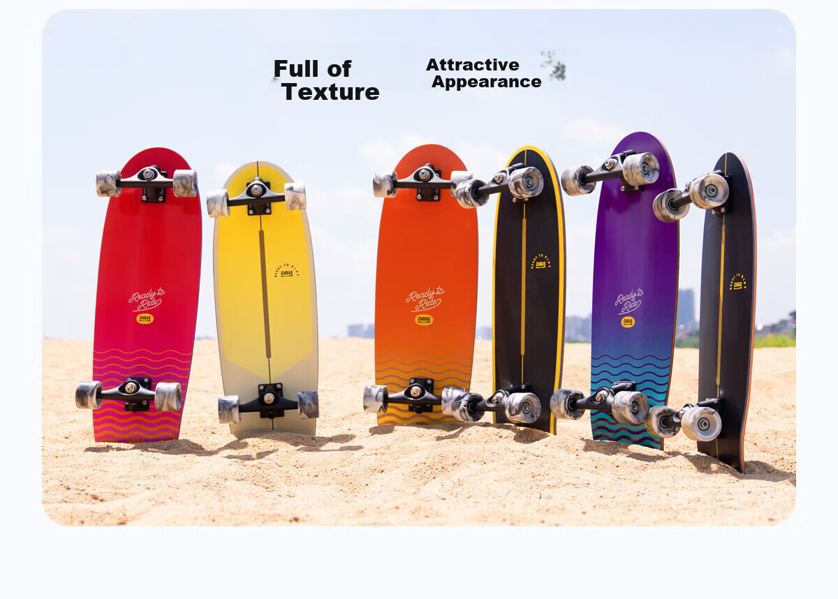 DBH Land Surfboard Children's Skateboard Adult Street Cruiser Beginner Five-Star Professional Cruiser Gold Ink 31.5 Inch 12