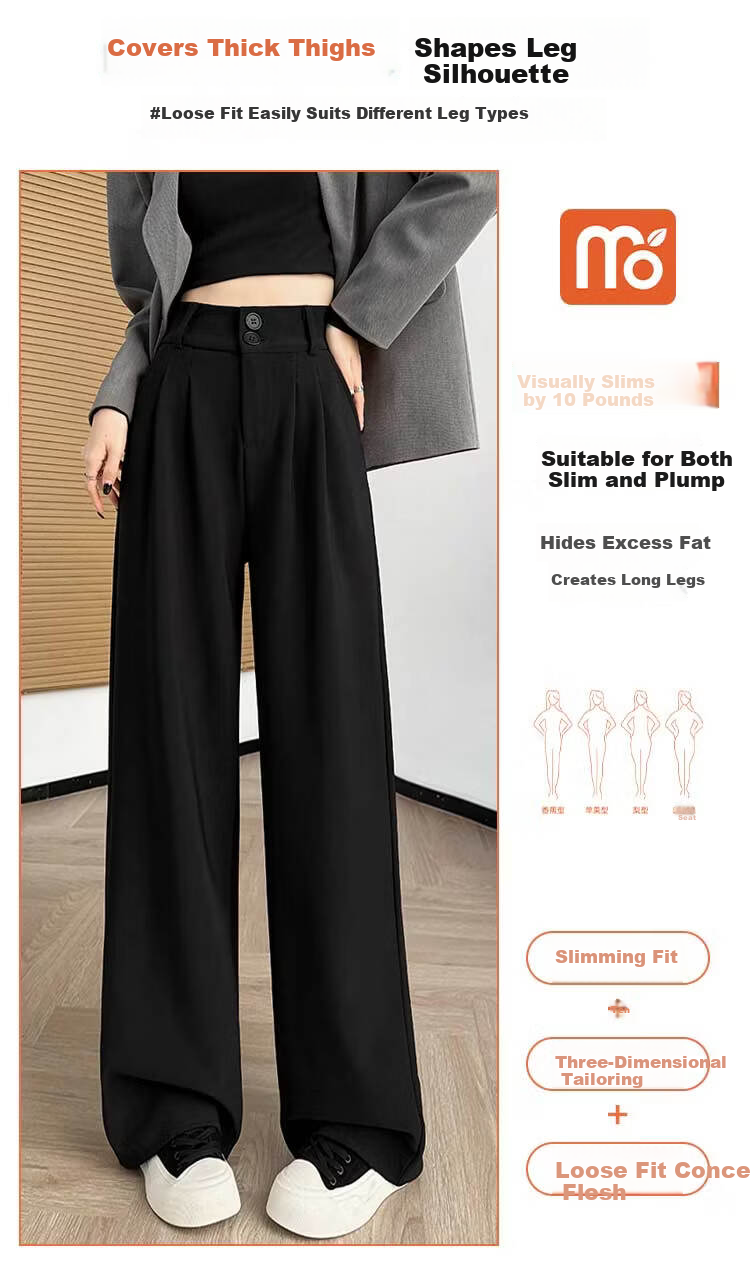 Modal Women's Suit Pants Spring Summer 2026 New Slim High Waist Draped Floor-Length Wide Leg Loose Straight Casual Trousers 4