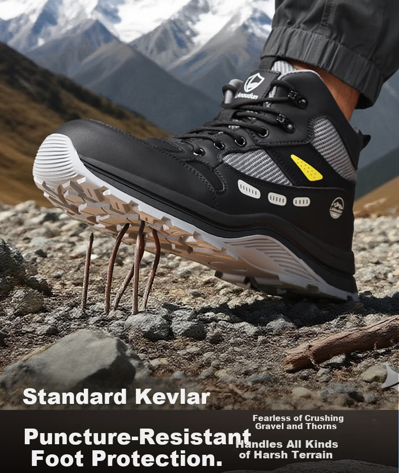 BlueOwl Shield Men's High-Top Lightweight Soft Sole Slip-Resistant Steel Toe Cap Anti-Smash Puncture-Resistant Safety Work Shoes D290 Size 43 7