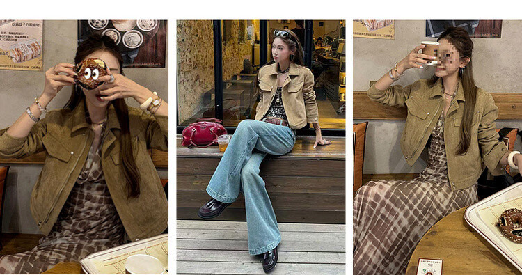 MT Urban Chic Spring American High Street Lapel Jacket Loose Casual Short Petite Women's Coat 5
