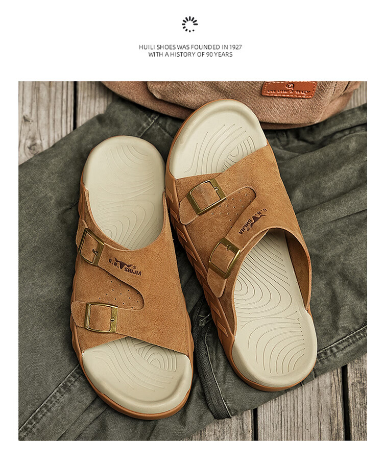 Bull Family Men's Summer New Outdoor Slippers Casual Breathable Beach Sandals Retro Versatile Roman Slippers 39