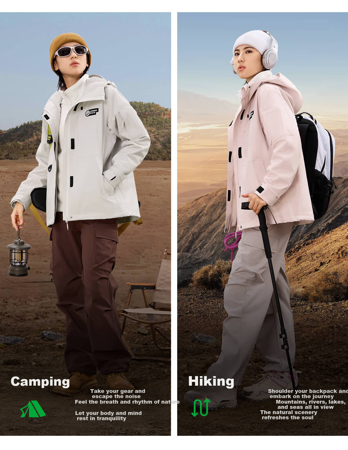 Panda Camel Series Outdoor Three-in-One Waterproof Windproof Thermal Mountaineering Jacket with Down Liner, Men's M 17