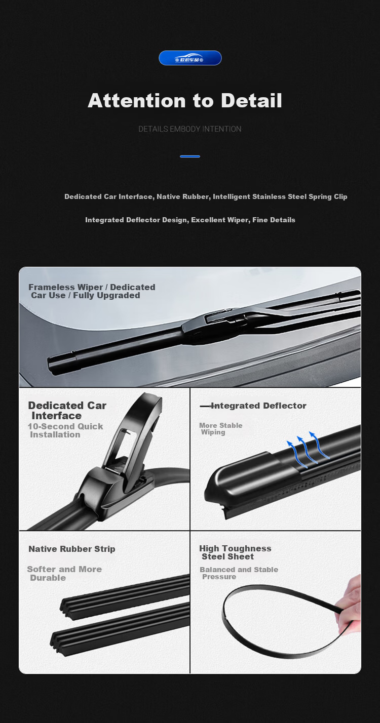 Oujie Frameless Windshield Wiper Blade for Volkswagen Beetle [2012-Present] Original Factory Size A-Grade Rubber Strip 5