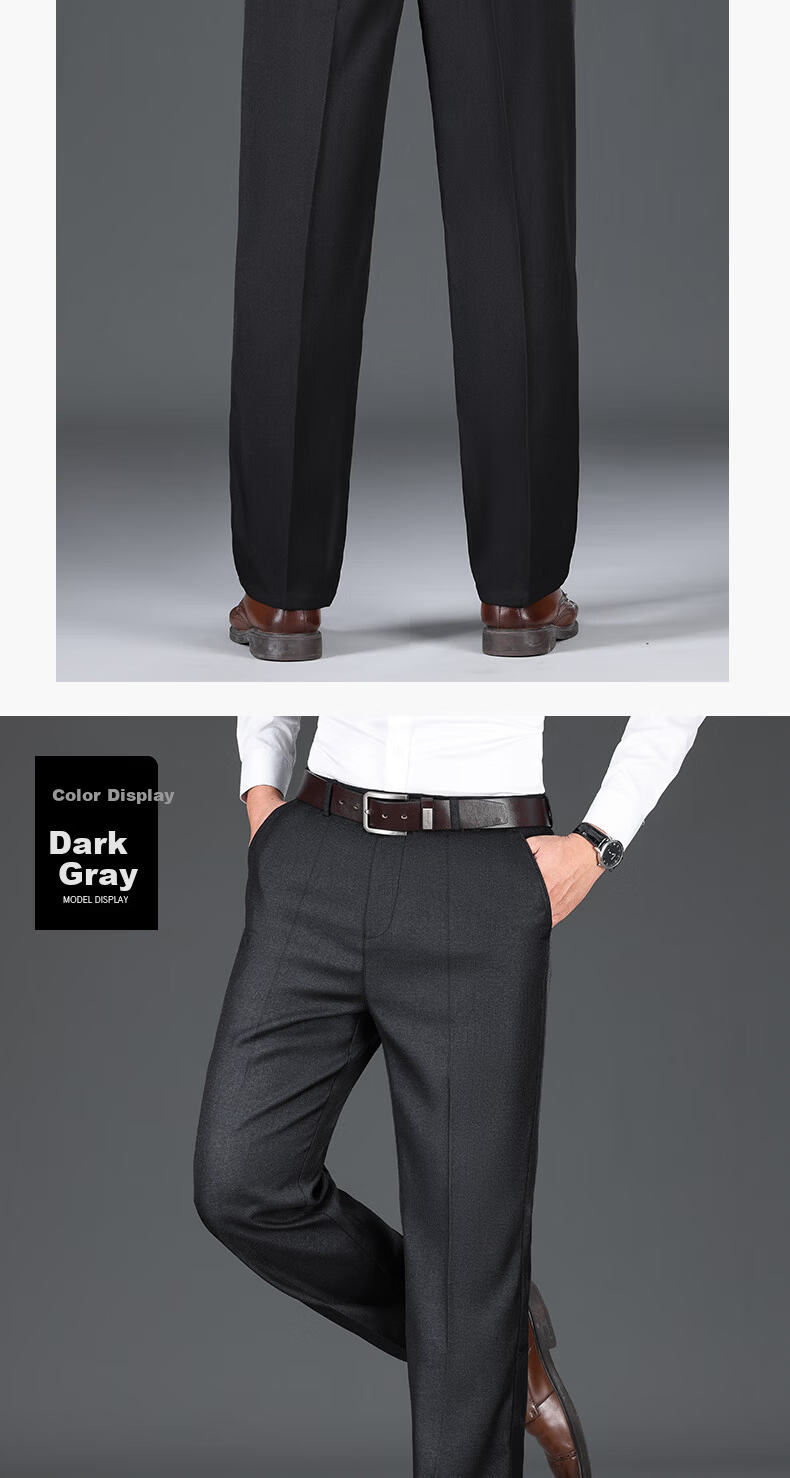 Pierre Cardin Breathable Wrinkle-Resistant Men's Summer Business Formal Straight Casual Trousers Dark Gray 33 42