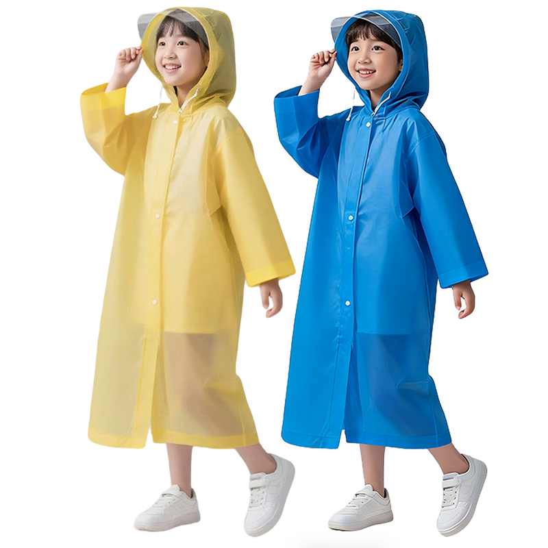 Kelorock Disposable Thickened Portable Raincoat Anti-Rainstorm Hooded Long Children's Yellow Raincoat for Electric Vehicles