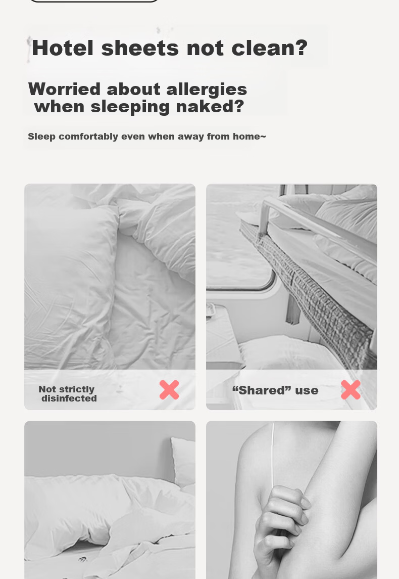 Qihaiqiu Disposable 3-Piece Bedding Set Thickened Sheet Duvet Cover Pillowcase Portable Single Hotel Travel Business Blue Gray Plaid 4