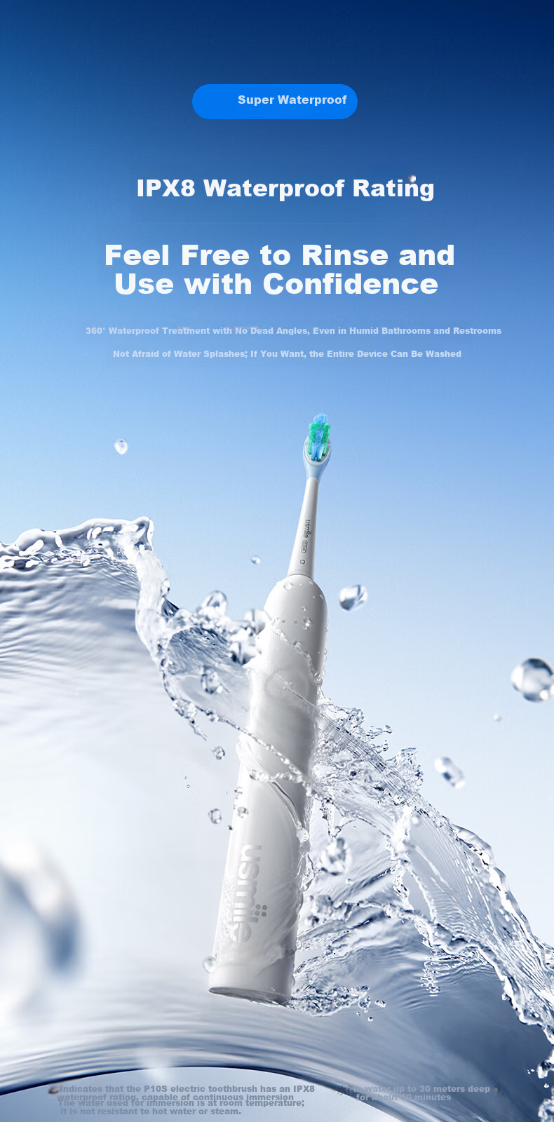 Usmile Smile Plus Electric Toothbrush Shock Absorption Cleaning Brush Head P10S Morning Mist White 180-Day Long Battery Life Wedding Couple Gift for Boyfriend Girlfriend Birthday Present 8