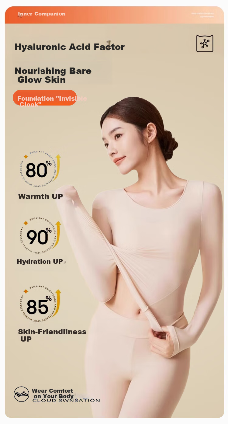 Neixiaoban Seamless Thermal Base Layer Women's Thin Heat-Generating Skin-Enhancing Autumn Winter Invisible Underwear Set 1