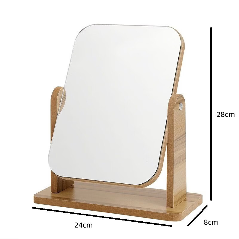 Anerya Desktop Makeup Mirror Home HD Rotatable Wooden Dressing Mirror Ins Style Girls Bedroom Table Mirror