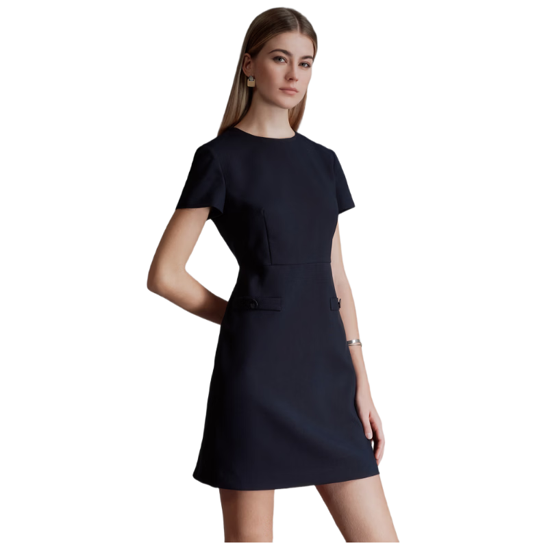 G2000 Comfortable Skin-Friendly/Mall-Matching Women's Spring And Summer Business Commute Short-Sleeve Dress, Black, M/36
