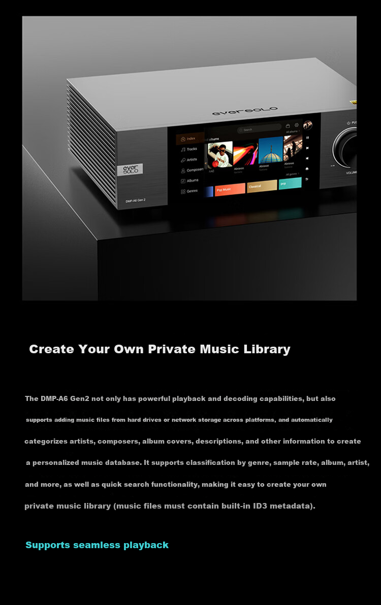 EVERSOLO DMP-A6 Gen 2 Streaming HiFi Music Player DAC Integrated High-Fidelity DSD Decoder [Dual ES9038Q2M] 26