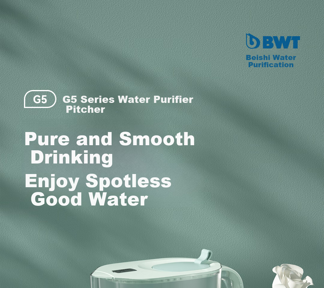 Besy Water Filter Pitcher Household Large Capacity Baby Water Purifier G5 Series 4.3L (Canglang Green) One Pitcher with 6 Magnesium Ion Filter Cartridges 1