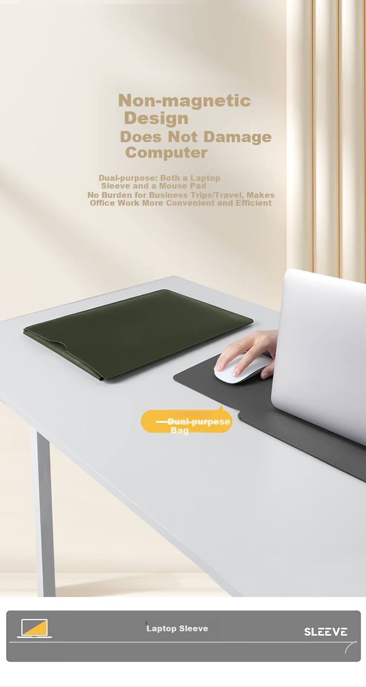 Biyoumei Laptop Sleeve Compatible with Lightweight 13-inch Apple Xiaomi Huawei Leather Magnetic-free Protective Case 4