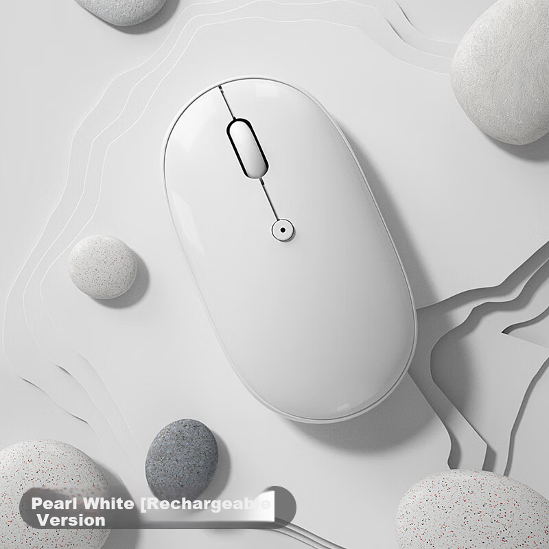 B.O.W Hangshi MB163L Rechargeable Triple Bluetooth Mouse Portable Silent Cute Wireless Bluetooth Mouse for Men and Women Compatible with Mobile Phones, iPad, Tablets, Laptops White