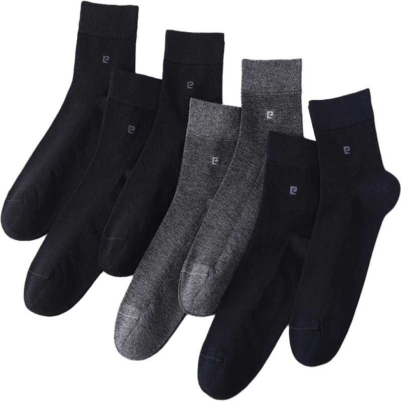 Pierre Cardin Men's Socks 100% Cotton Business Mid-Calf Breathable Sweat-Absorbing Non-Binding Socks Four Seasons 7 Pairs Pack