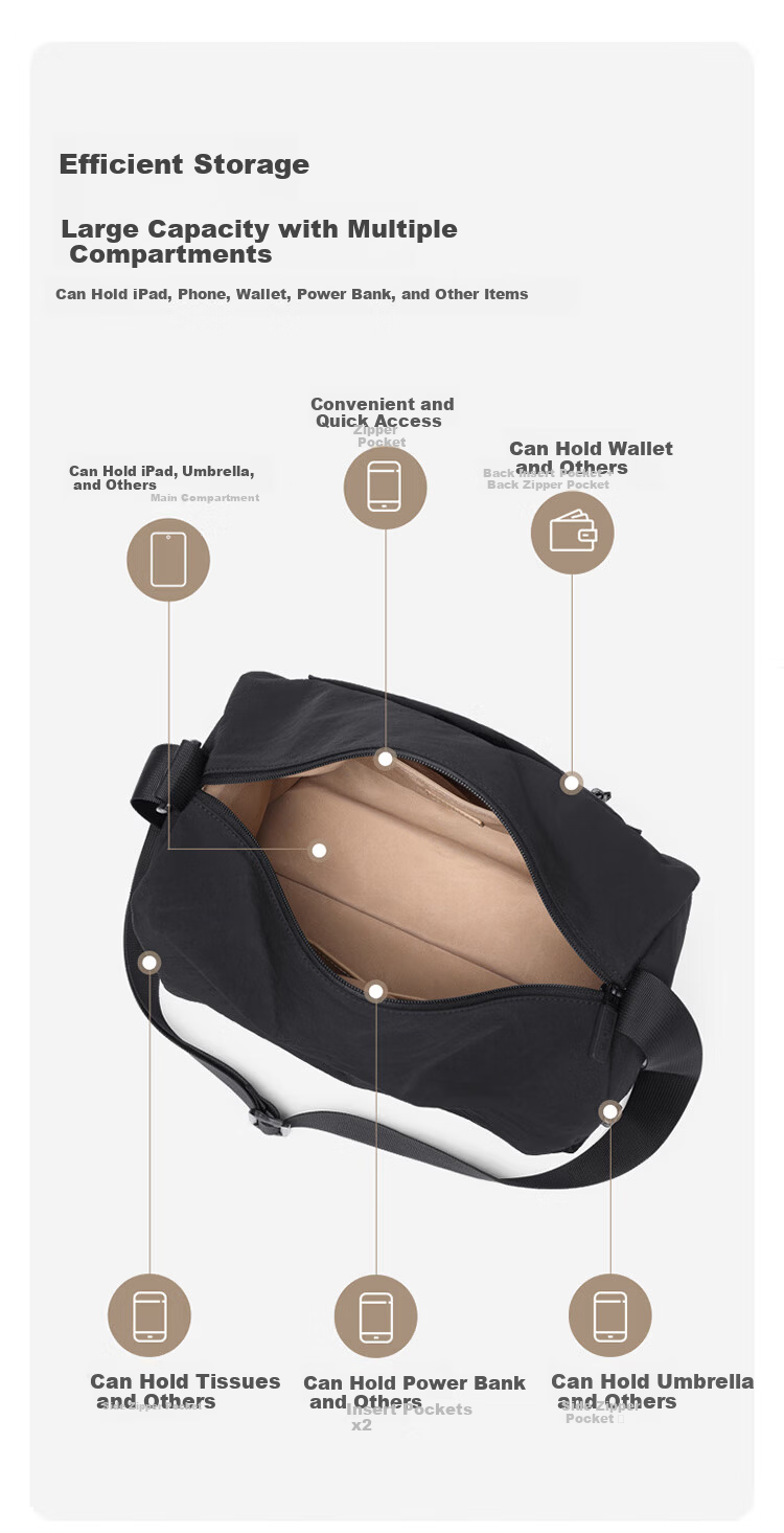 GOLF Men's Casual Single Shoulder Bag Lightweight Water-Resistant Crossbody Bag for Men and Women, Phone and iPad Holder, Cycling and Fitness Bag 4