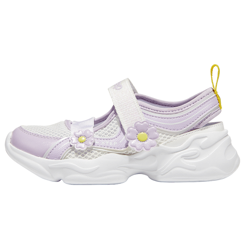 XTEP Kids Toddler Girls Floral Casual Shoes Breathable Mesh Comfortable Sports Shoes Peony Purple/Classic White Size 32