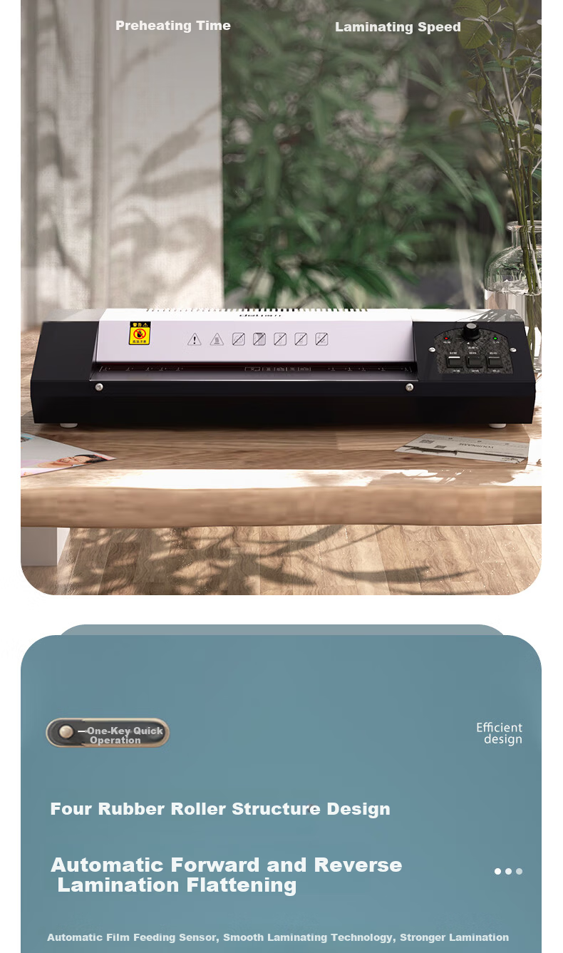 Deli A3/A4 Commercial Office Laminator Multi-Setting Adjustable Film Laminating Machine All-Metal High-Power Durable Laminator Automatic Film Feed and Return Photo Document Laminator 3890 7