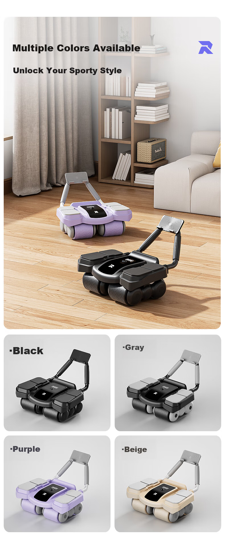 Langwei Smart Ab Roller with Automatic Rebound, Elbow Support, Four Wheels, Unisex Home Use, Belly Fat Reduction and Abdominal Toning Wheel, Ideal Gift Choice 10