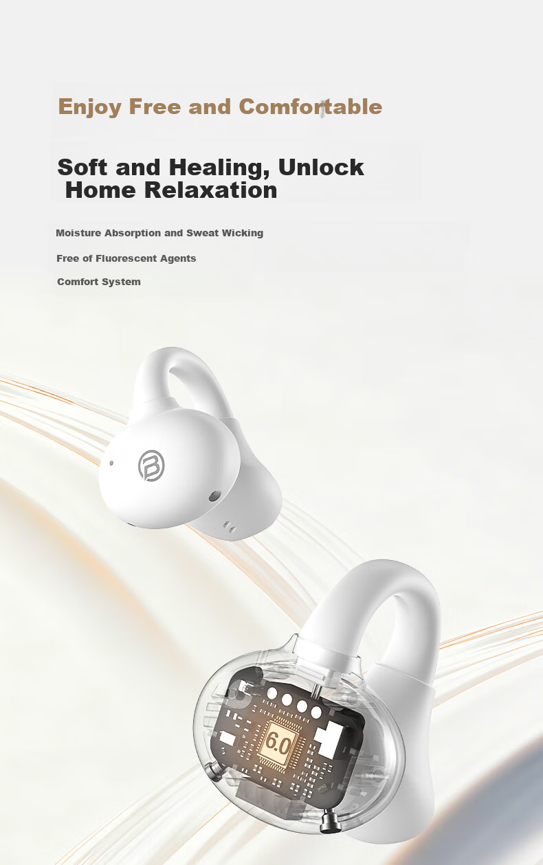 BUGANI Fit B17 Clip-On Bluetooth Earphones Open Wireless Non-In-Ear AI Simultaneous Translation Noise Cancelling Running Sports Music Gaming E-Sports Call Noise Reduction Black 11