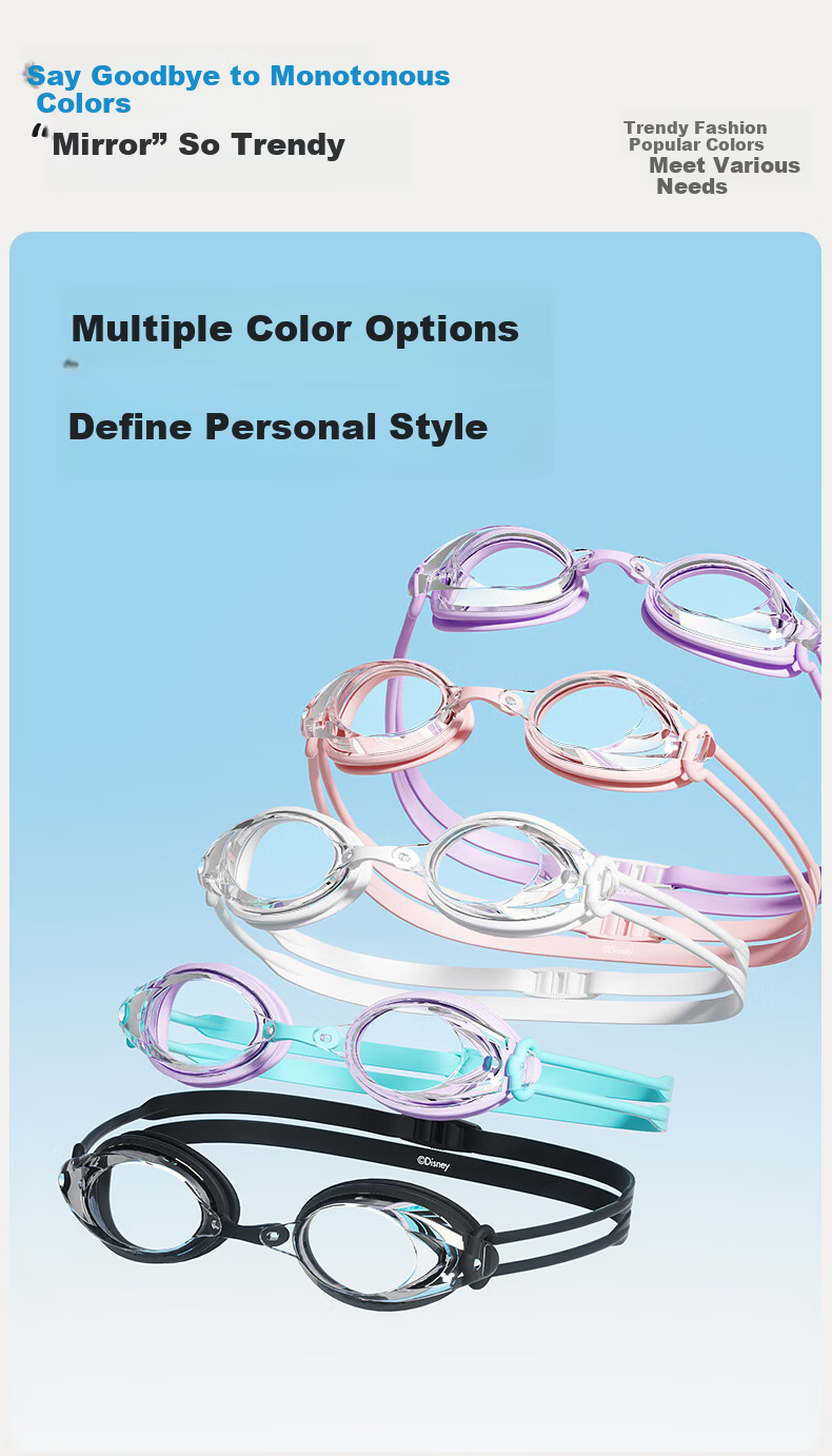 Disney Swimming Goggles HD Waterproof Anti-Fog Adult Women's Small Frame Professional Training Racing Glasses D65120 Blue Purple 9