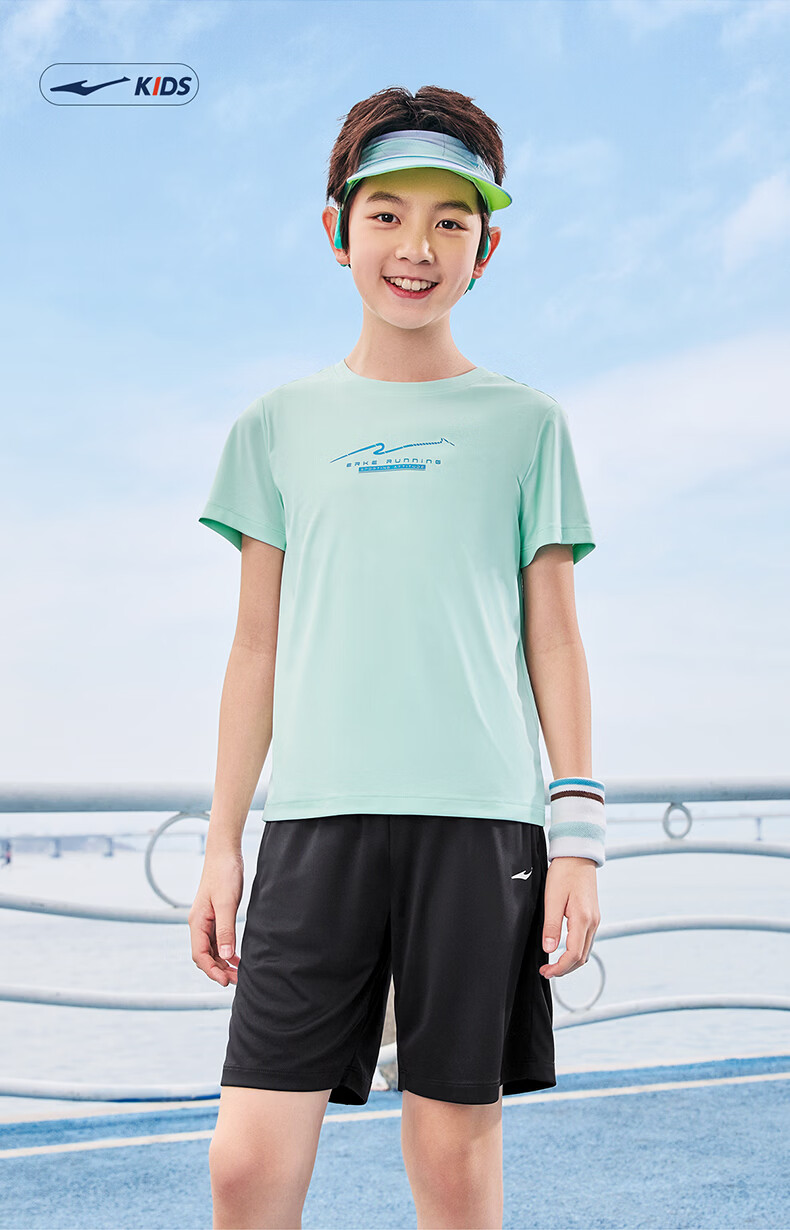 ERKE Kids Summer Quick-Dry UV50+ Sunscreen Short Sleeve Set Cream Blue 160 13